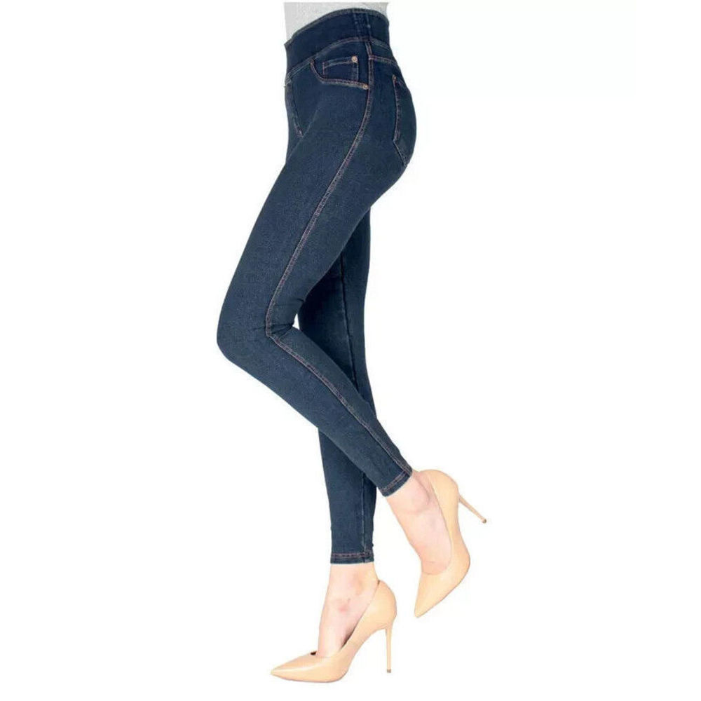 MeMoi Women's Denim Shapping Jean Pants Leggings Q1/2 Queen Blue